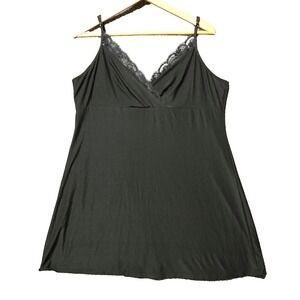 VTG Simple Pleasures Full Mini Slip Dress Womens XL Lace Trim Satin Lingerie Y2k